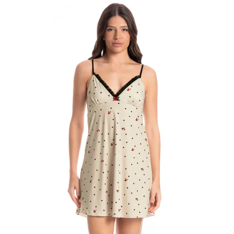 Camisola Feminina Corações Branco/M