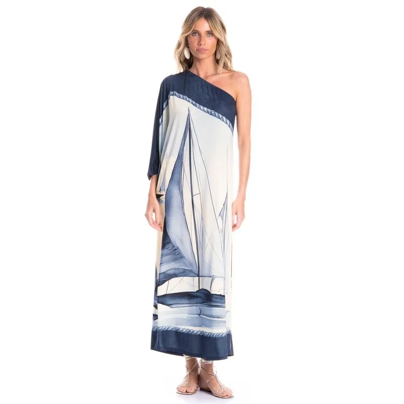 Vestido Assimétrico Veleiros Branco/G