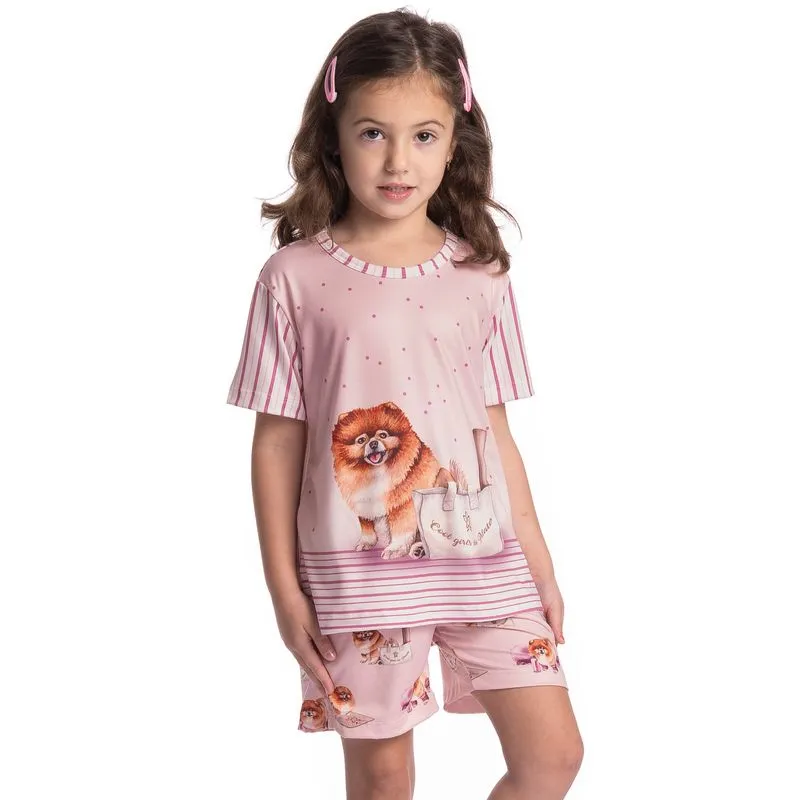 Pijama Infantil Feminino Curto Lyla Pilates Rosa-3/06