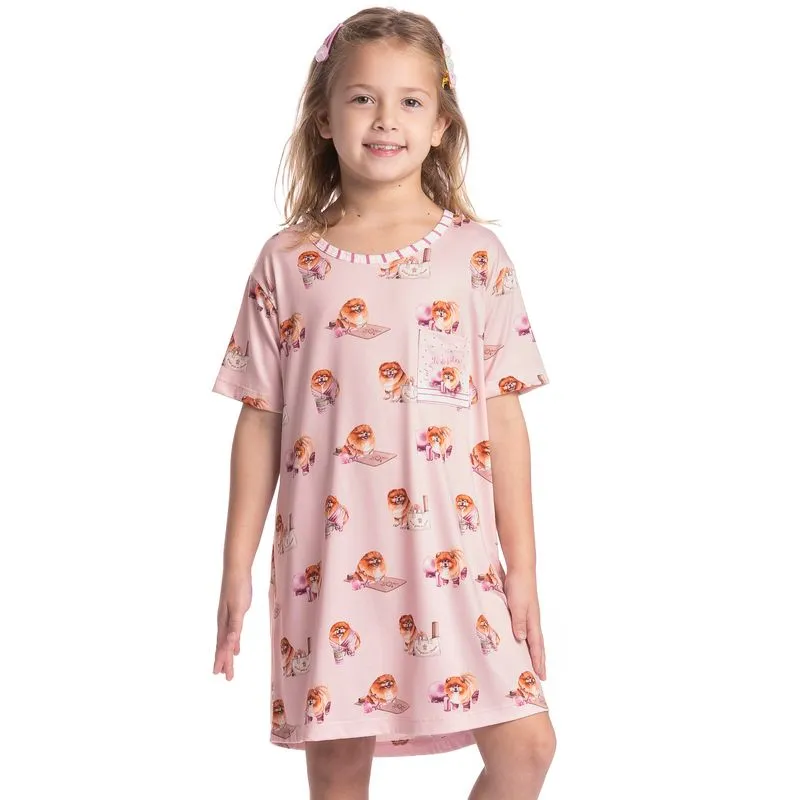 Camisão Infantil Feminino Curto Lyla Pilates Rosa-3/06