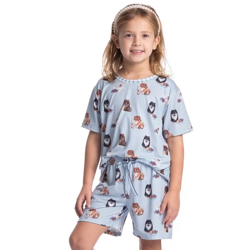 Pijama Infantil Feminino Curto Fresh Moka Azul-2/04