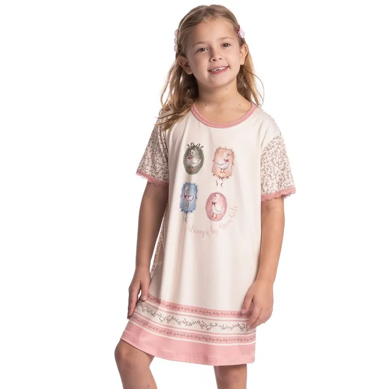 Camisão Infantil Feminino Sweet Love Rosa-3/04
