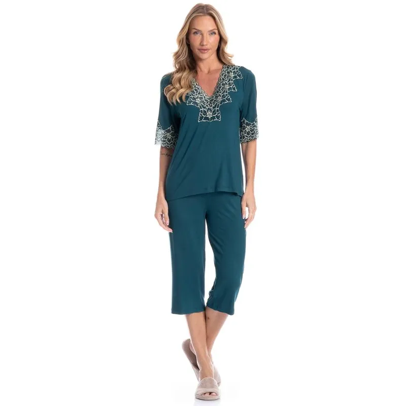 Pijama Feminino Pescador Alana Verde/XG