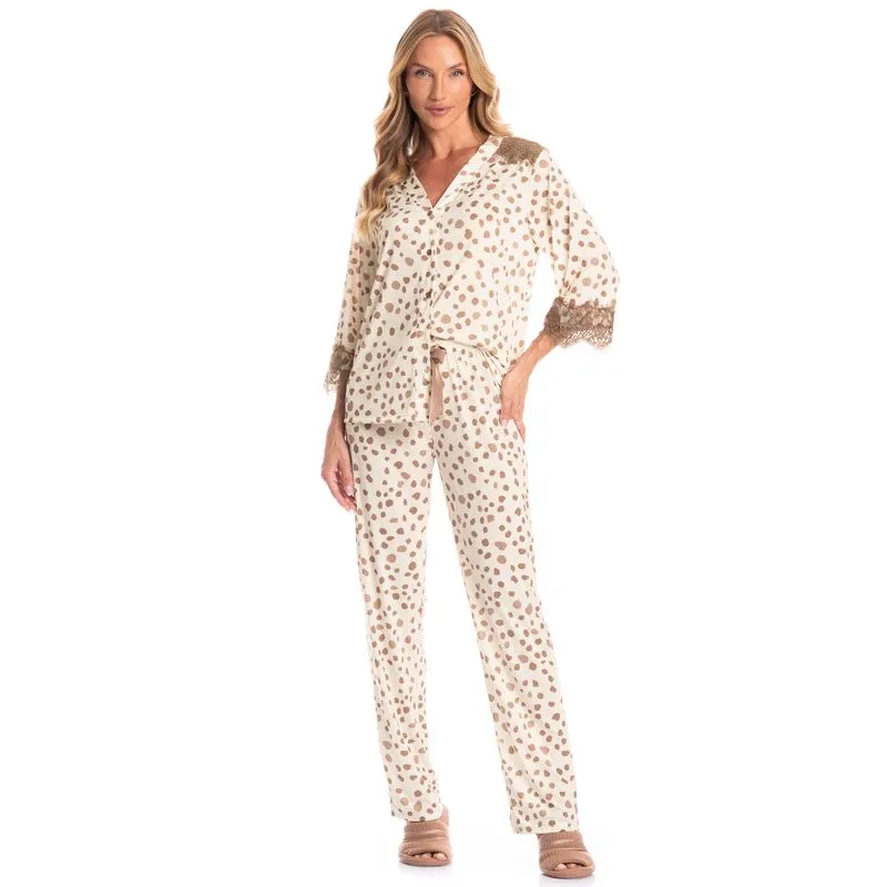 Pijama Americano Feminino Longo Luli Marrom/P