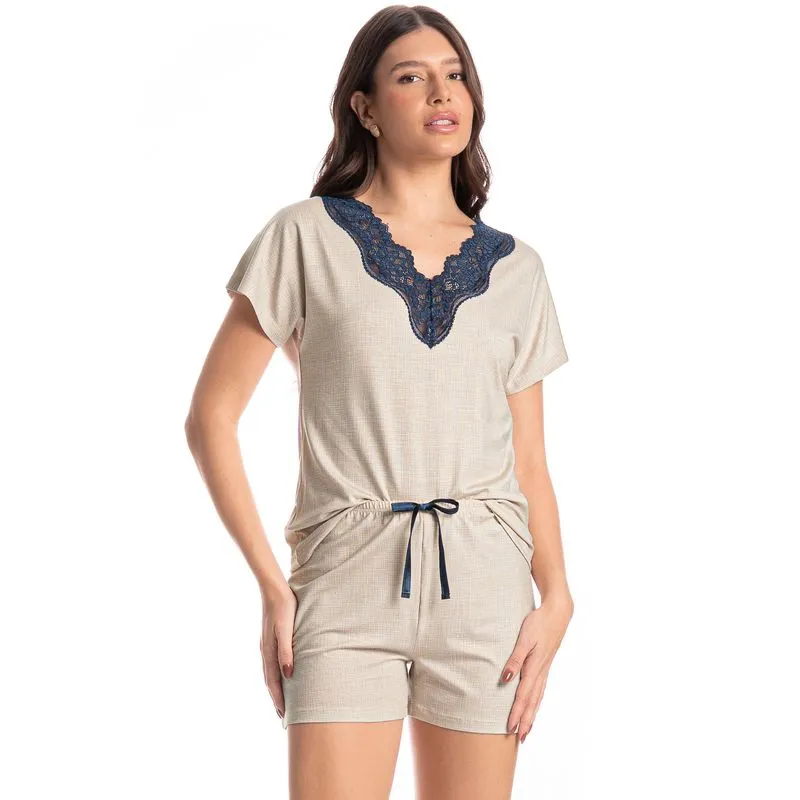Pijama Feminino Curto Camila Branco/M