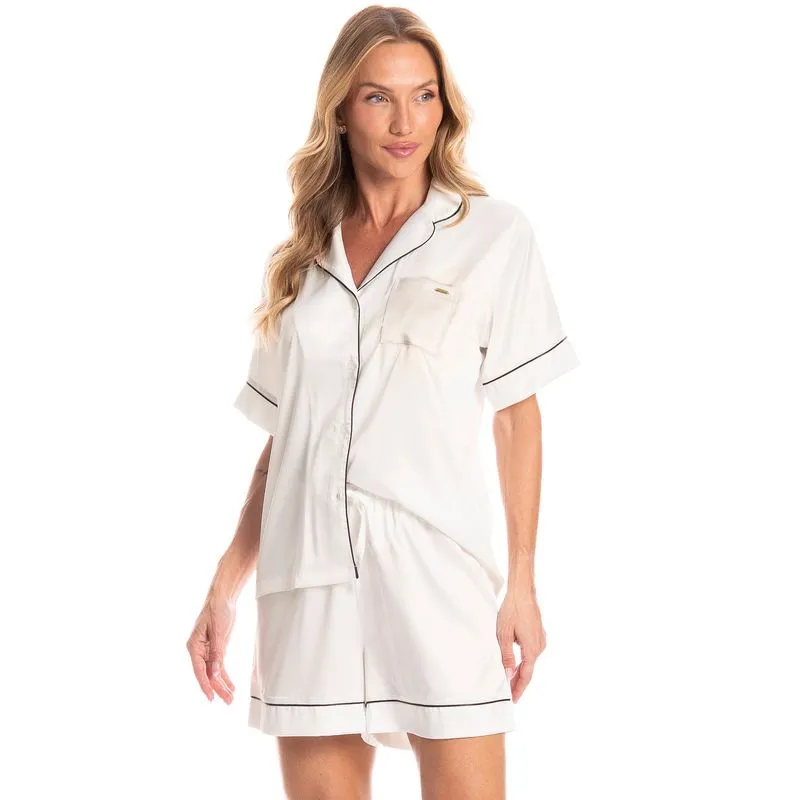 Pijama Americano Feminino Curto Liz Branco/P