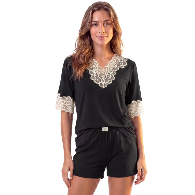 Pijama Feminino Curto Mellow Preto/P