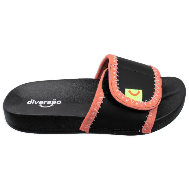 Chinelo Diversão Slide Street Boy Infantil Menino 31/32 / Preto