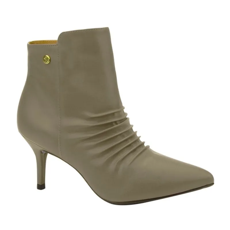 Bota Cano Curto Via Uno Salto Fino Drapeada Feminina