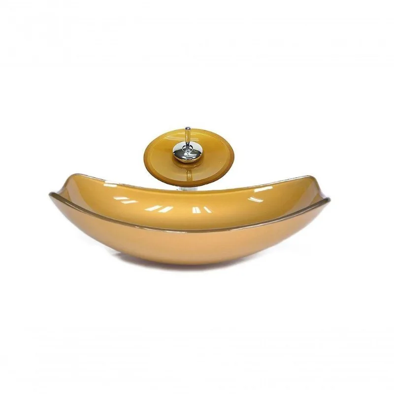 Cuba De Vidro Oval 46cm + Valvula + Torneira Cascata
