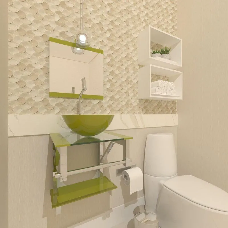 Gabinete de Vidro Para Banheiro 40cm Inox Verde Oliva