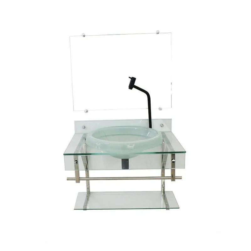 Gabinete Para Banheiro 60cm Inox Com Cuba Chapeu Incolor