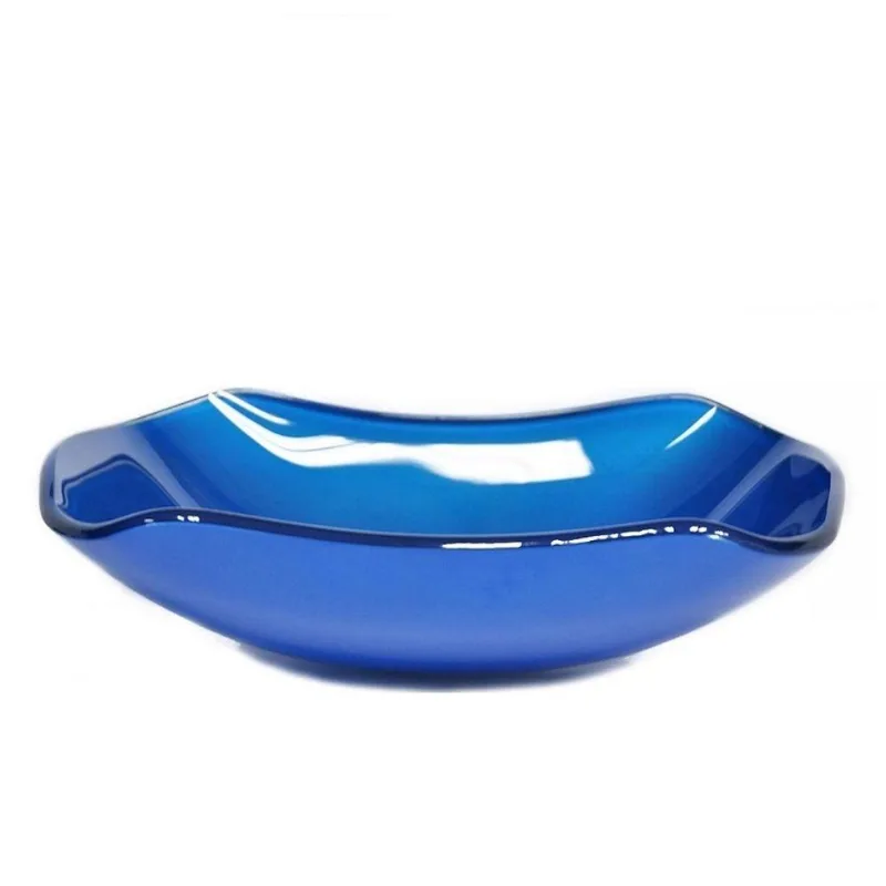 Cuba De Vidro Retangular Abaulada 45cm Azul Escuro