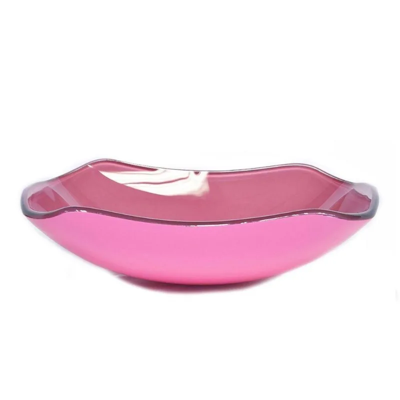 Cuba De Vidro Retangular Abaulada 45cm Rosa