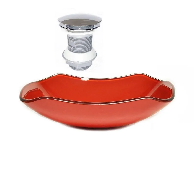 Cuba de Vidro Abaulada 51cm Vermelho Ferrari + Valvula Click