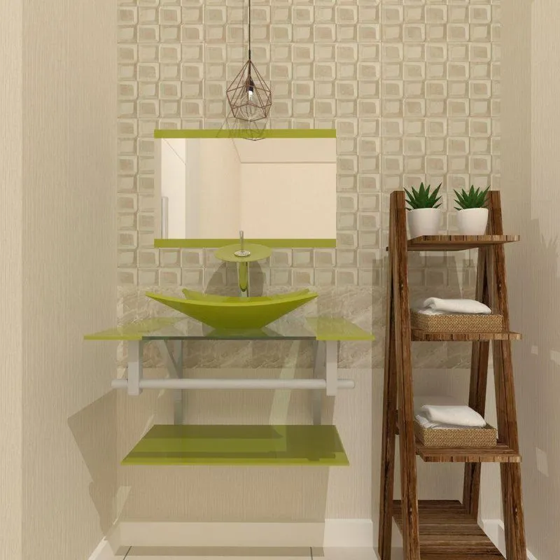 Gabinete De Vidro 70cm Ac Cuba Retangular Verde Oliva