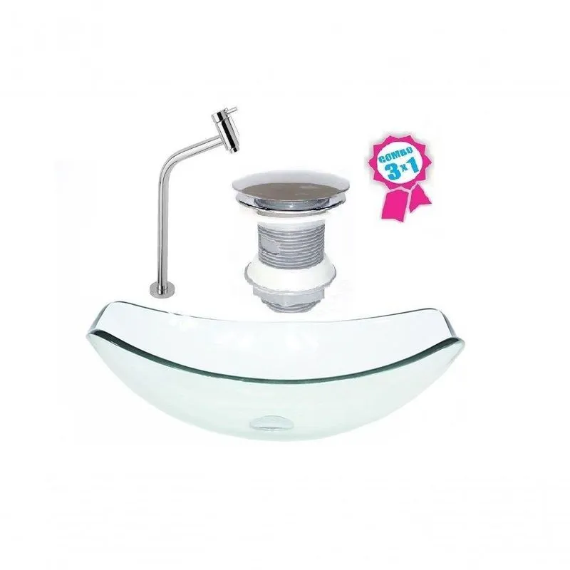 Cuba Oval Chanfrada 51cm Jateado Válvula Click Torneira
