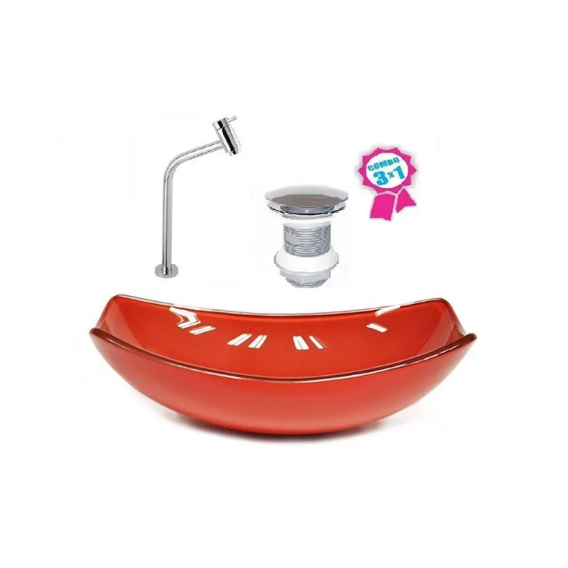 Cuba Oval Chanfrada 51cm Vermelho Ferrari Válvula Torneira