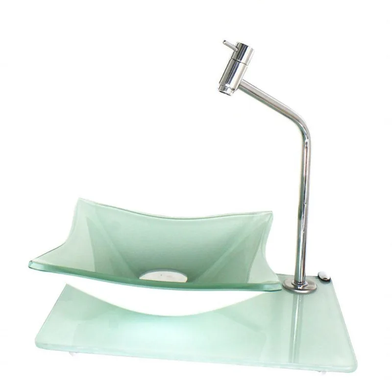 Kit Cuba De Vidro Quadrada 10mm Tampo 40cm Branco Suporte