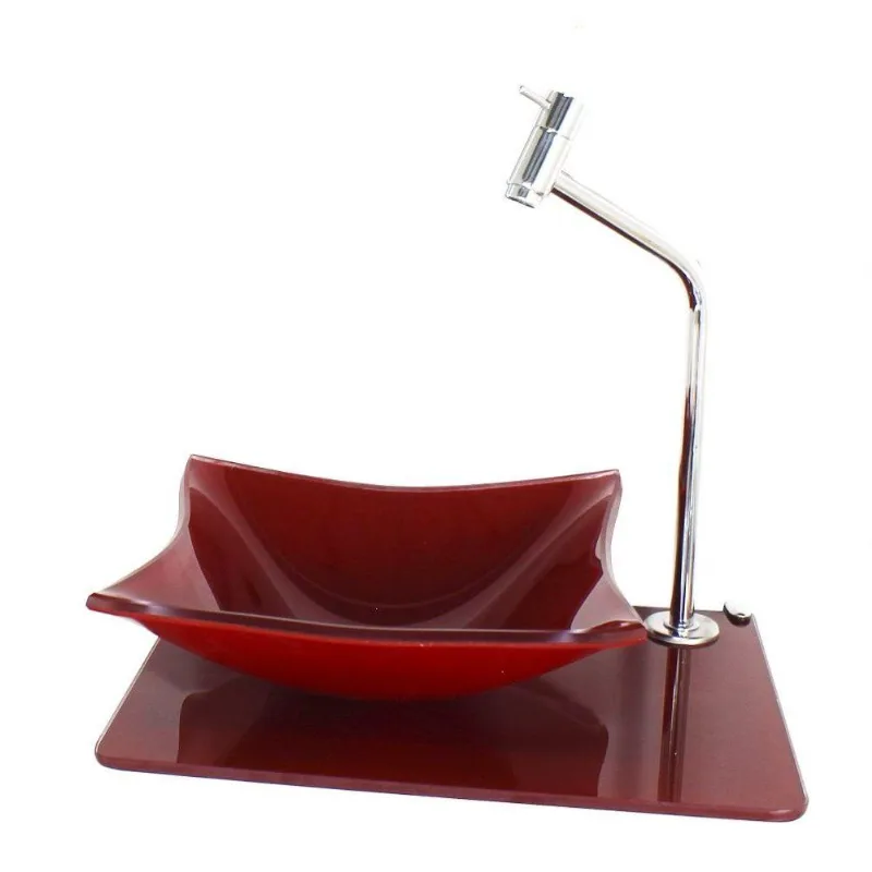 Kit Cuba De Vidro 10mm Tampo 40cm Vermelho Cereja Torneira