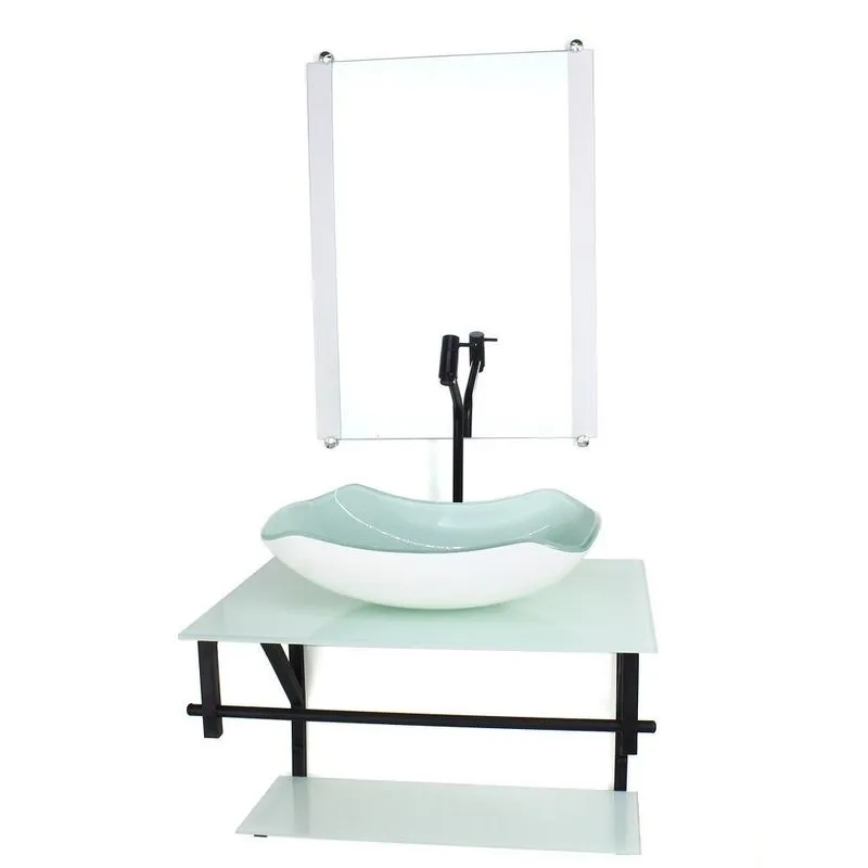 Gabinete De Vidro Banheiro 60cm Ap Cuba Abaulada Branco Full