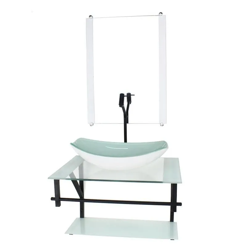 Gabinete Vidro Banheiro 60cm Ap Cuba Oval Chanfrada Branco