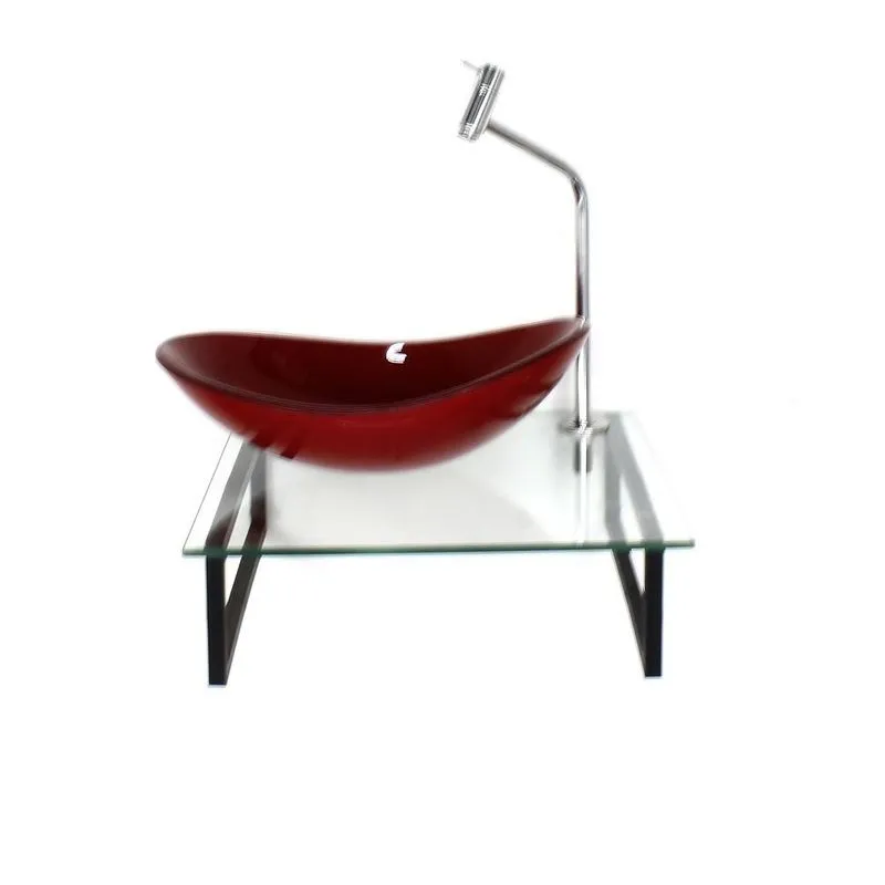 Kit Cuba Vidro Oval 10mm Vermelho Ferrari Tampo 40cm Incolor