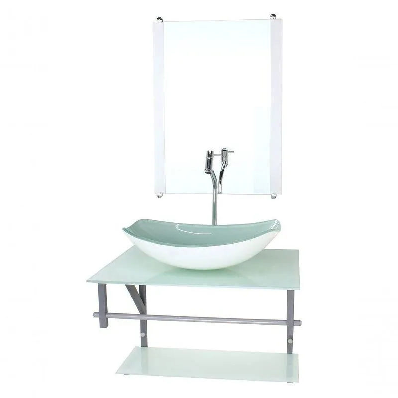 Gabinete Banheiro 60cm Cuba Chanfrada Branco Com Torneira
