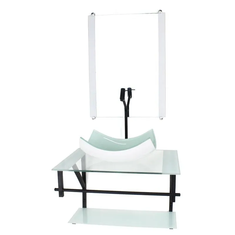 Gabinete Vidro Banheiro 60cm Ap Cuba Retangular Curvada