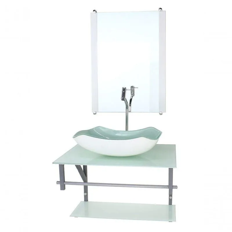 Gabinete Banheiro 60cm Cuba Abaulada Branco Com Torneira