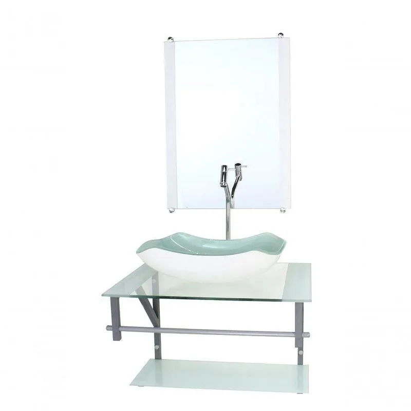 Gabinete Banheiro 60cm Cuba Abaulada Branco Com Torneira