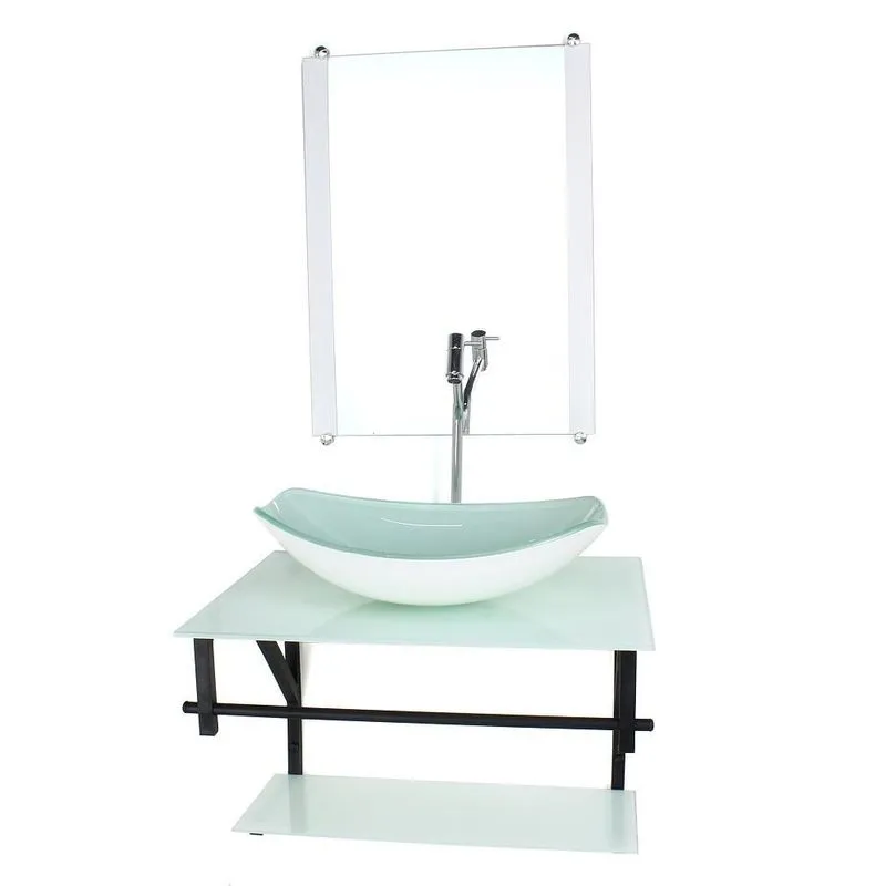 Gabinete Vidro Banheiro 60cm Ap Cuba Oval Chanfrada Branco