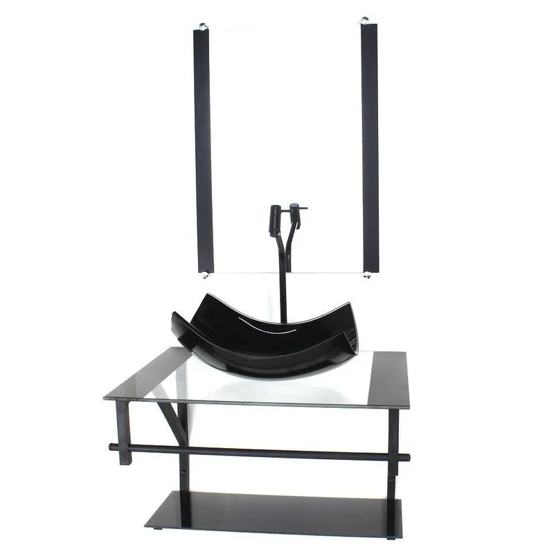 Gabinete Vidro Banheiro 60cm Ap Cuba Retangular Curvada