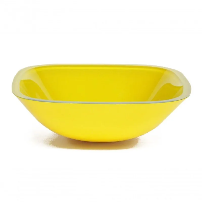 Cuba de Vidro Quadrada 35cm Amarela