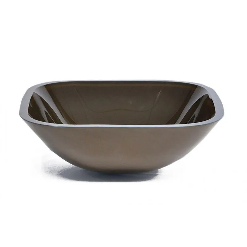 Cuba De Vidro Quadrada 35cm Marrom