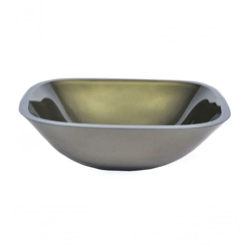 Cuba de Vidro Quadrada 35cm Ouro Envelhecido