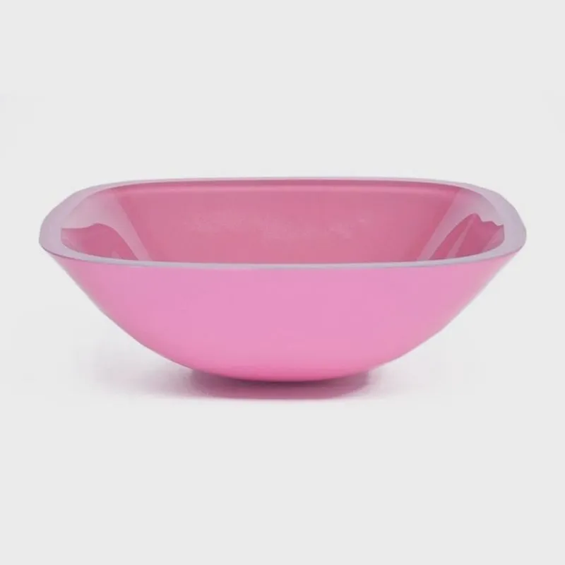 Cuba de Vidro Quadrada 35cm X 35cm X 13cm Rosa