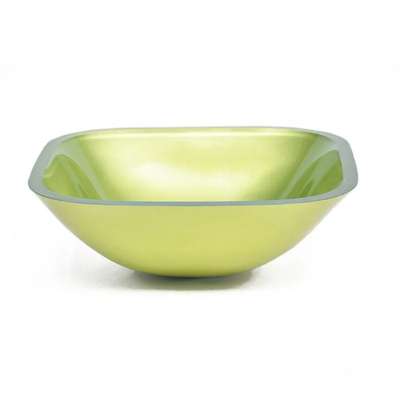Cuba de Vidro Quadrada 35cm Verde Oliva