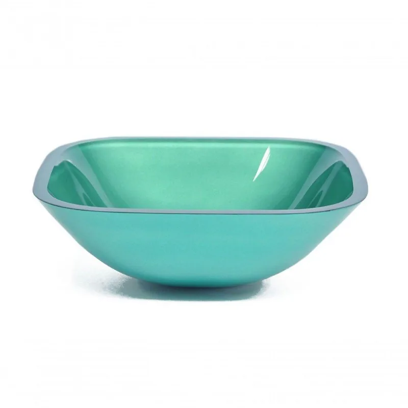 Cuba de Vidro Quadrada 35cm Verde