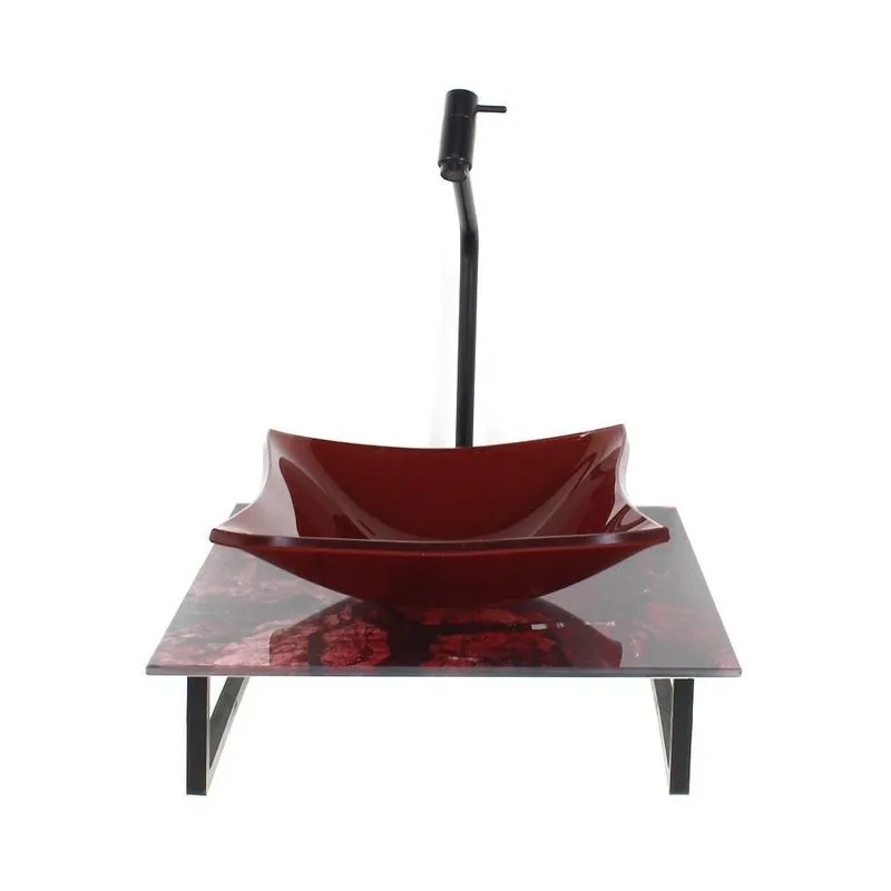 Kit Cuba Vidro Quadrada 10mm Tampo Vidro 40cm X 40cm Mármore