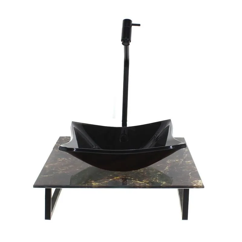 Kit Cuba Vidro Quadrada 10mm Tampo Vidro 40cm X 40cm Mármore