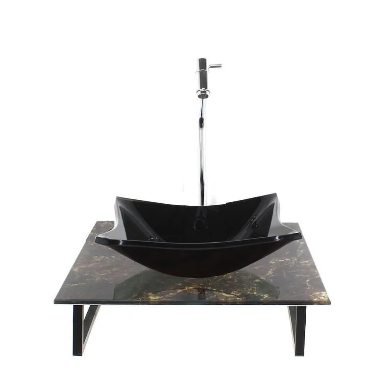 Kit Cuba Vidro Quadrada 10mm Tampo Vidro 40cm X 40cm Mármore