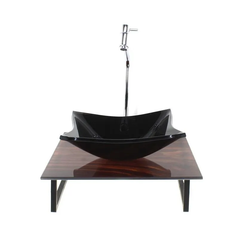 Kit Cuba Vidro Quadrada 10mm Tampo Vidro 40cm X 40cm Madeira