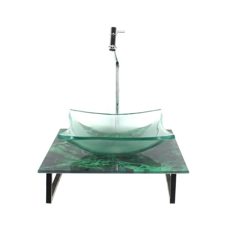 Kit Cuba Vidro Quadrada 10mm Incolor Tampo Vidro 40cm X 40cm