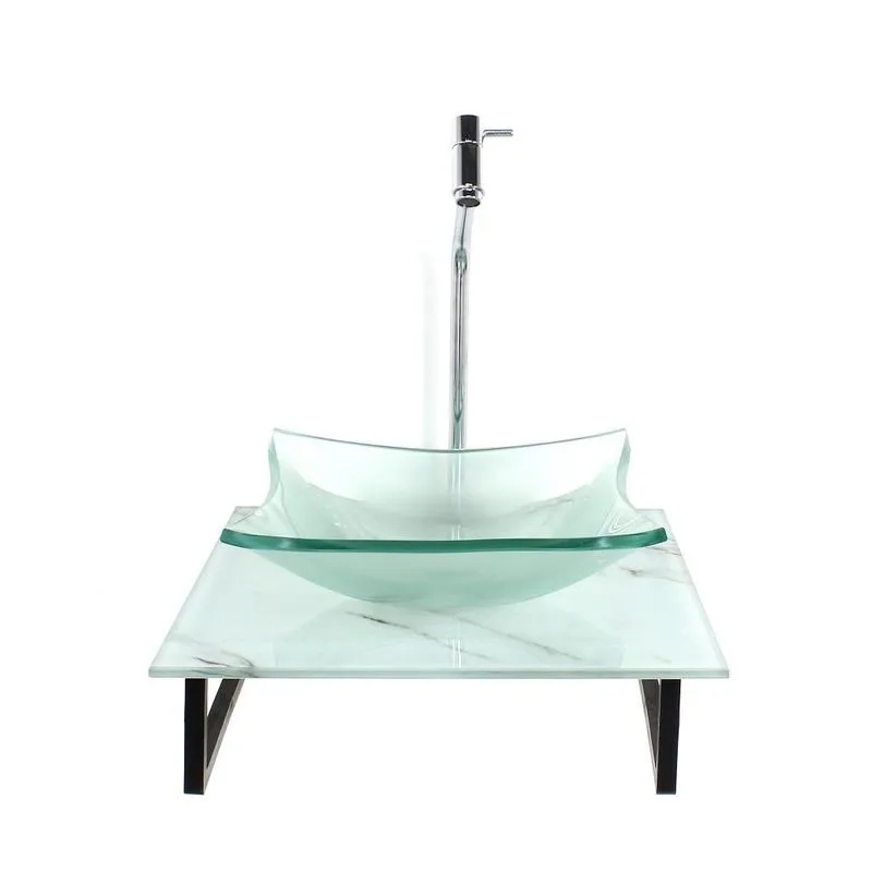 Kit Cuba Vidro Quadrada 10mm Incolor Tampo Vidro 40cm X 40cm