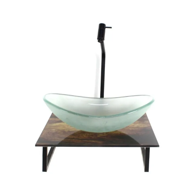 Kit Cuba Vidro Oval 10Mm Jateada Tampo Vidro 40Cm X 40Cm