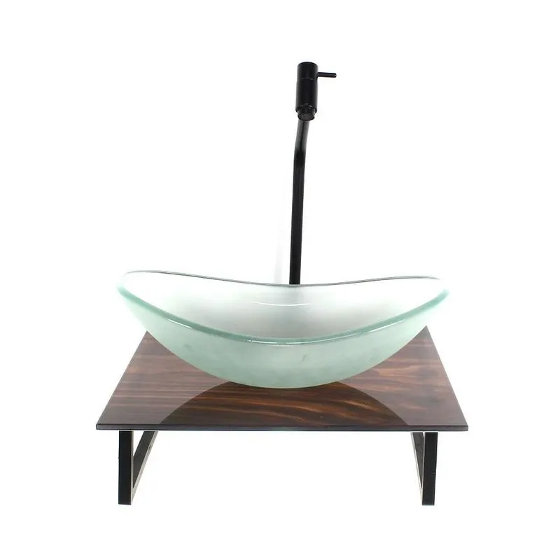 Kit Cuba Vidro Oval 10mm Jateada Tampo Vidro 40cm X 40cm