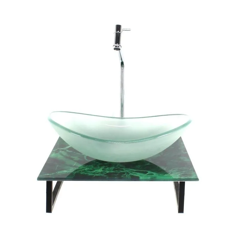 Kit Cuba Vidro Oval 10mm Jateada Tampo Vidro 40cm X 40cm