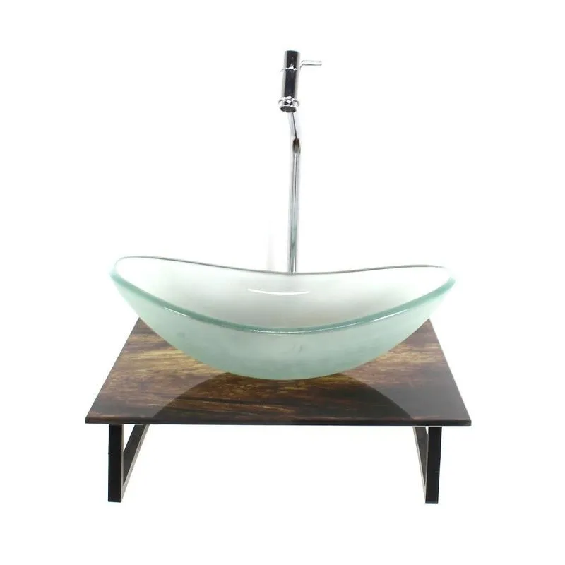 Kit Cuba Vidro Oval 10mm Jateada Tampo Vidro 40cm X 40cm