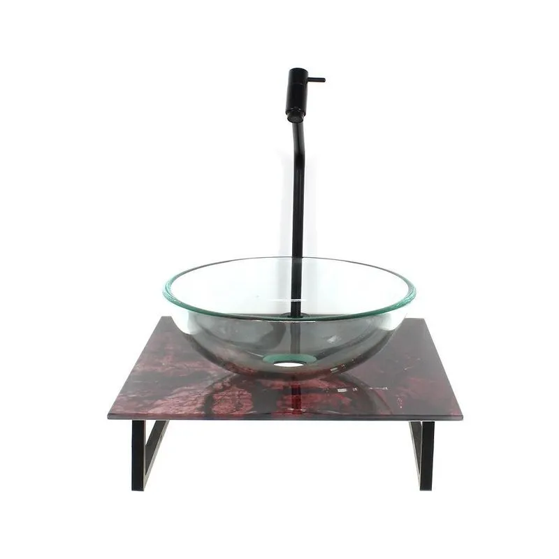 Kit Cuba Vidro Redonda 10mm Incolor Tampo Vidro 40cm X 40cm